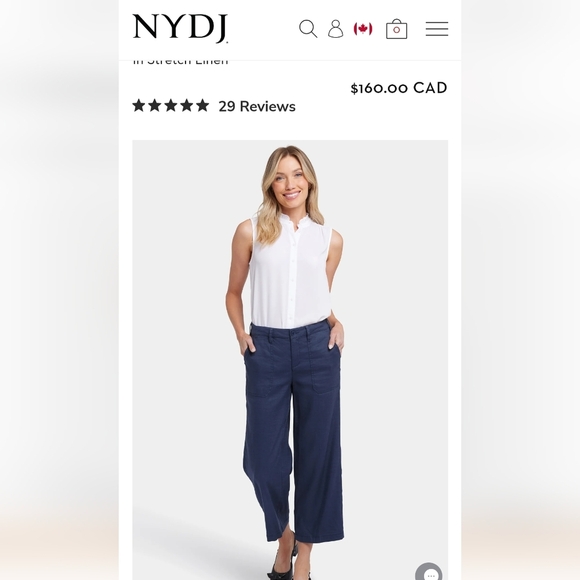 Wide Leg cropped linen Pants navy blue, Plus Size 24W NWT - Picture 4 of 12